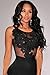 Cfanny Women's Floral Applique Sheer Mesh Bodysuit Clubwear Top,Black,Medium