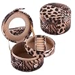 Brown Leopard Round Jewelry Box With Mirror and Removable Tray