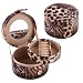 Brown Leopard Round Jewelry Box With Mirror and Removable Tray