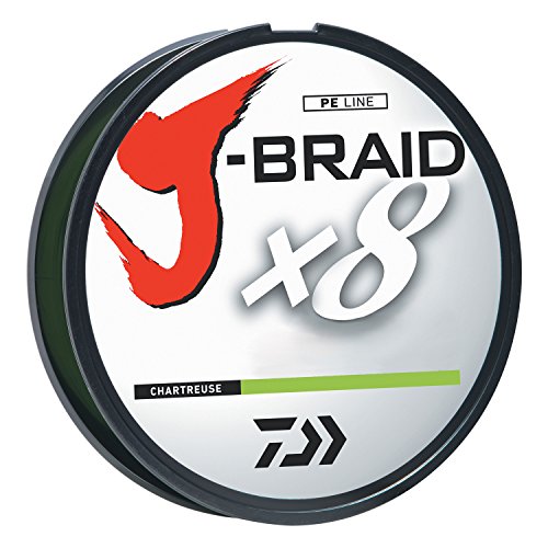 Daiwa J-Braid 300M 8-Strand Woven Round Braid Line, Chartreuse, 80 lb