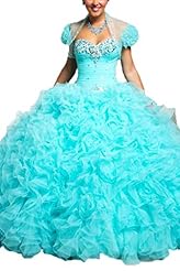  Beaded Lace Tulle  Sweetheart Corset   Waistline  Ball Gown Quinceanera Dress  With Ruffles
