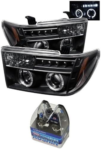 Carpart4u Toyota Tundra / Toyota Sequoia Halo LED Projector Headlights & Koshin Platinum White Halogen Light Bulbs package