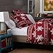 Amazon Brand – Pinzon Lightweight Cotton Flannel Duvet Cover - Full/Queen, Snowflake Bordeaux