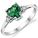 Sterling Silver 925 Simulated Emerald Color Cubic Zirconia Love Engagement Ring Sizes 4 to 9
