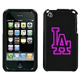 APPLE IPHONE 3G 3GS PINK LA DODGERS OUTLINE ON A BLACK HARD CASE COVER