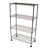 Seville Classics Chrome Mobile 4 Shelf Storage Unit