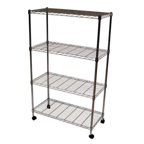 Seville Classics Chrome Mobile 4 Shelf Storage Unit