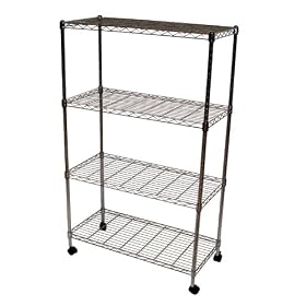 Seville Classics Chrome Mobile 4 Shelf Storage Unit