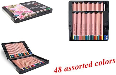 Bayam 48 Watercolor Colored Pencils / Professional Water Soluble Colored Pencil Set / Metal Tin Case / 48 Assorted Colors