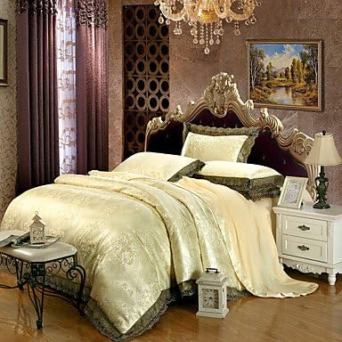 Quilt cover Tencel Fabric Modal Satin Jacquard Bedding Wedding Suite 4 Piece 1.5m-1.8m/2.0m bed Bedding Set , king