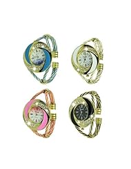 Voberry Women Shinning Watch Whirlwind Circle Shape Metal Analog Quartz Watch Bracelet Watch Wrist Watches (Pink)