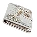 UnnFiko Galaxy Note 5 Wallet Case, Handmade Luxury 3D Bling Crystal Rhinestone Leather Purse Flip Card Pouch Stand Cover Case for Samsung Galaxy Note 5 (Pearl Butterfly)