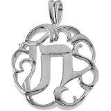 14K White Gold Chai Pendant