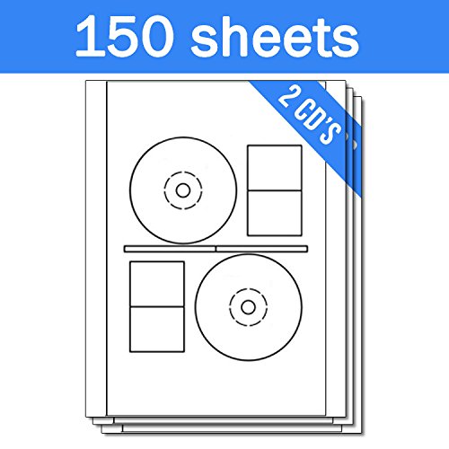 OfficeSmartLabels Disk Labels, Compatible with Stomper Pro CD/DVD Labels with Case Spine for Laser & Inkjet Printers (2 per Sheet, White, Matte, 300 Labels, 150 Sheets)