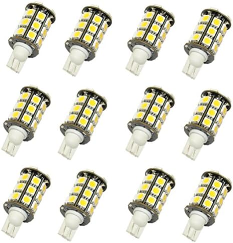 12 X N.R.G 921 906 194 T10 Wedge Base 27 LED Omni-Directional Light Bulb 10-30v 12v / 24v 405 Lumens - Warm White