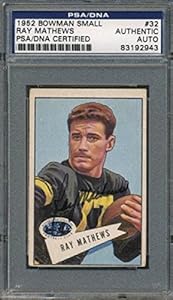 1952 Bowman Small #32 Ray Mathews Certified Authentic Auto *2943 - PSA/DNA Certified - NFL Slabbed Autographed Cards