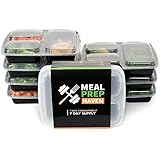 Meal Prep Haven Stackable 3 Compartment Food Containers with Lids, Set of 7
