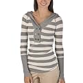 Juniors' Mossimo Supply Co. Thermal Pullover Hoodie - Heather Grey/Dog Bone Stripe