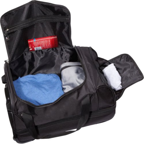 MLB Denco 22-Inch Drop Bottom Rolling Duffel Luggage, Black