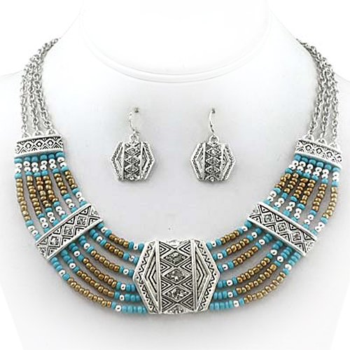 Burnished Silvertone and Turquoise