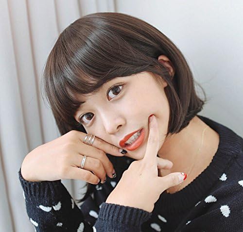 Hi Girl New Fashion Short Brown Straight Womens Bangs Hair Full Wigs Wig Cosplay Party