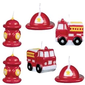 Fire Engine Fun Mini Cake Candles 6pc