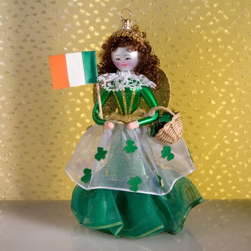 De Carlini Irish Girl Italian glass Christmas tree Ornament
