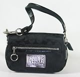 NEW AUTHENTIC COACH POPPY SIGNATURE TOP HANDLE POUCH WRISTLET SMALL DEMI (Black/Silver)