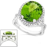 One of a Kind 14k White Gold 1/2ctw Diamond & Oval Cut Peridot Ring (GH/SI)