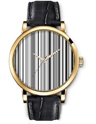 SPRAWL Aanalog Fashion Series Gold Ladies Watches of Genuine Black Leather Strap,Unique Wrist Watch for Women Girls Designed with Barcode
