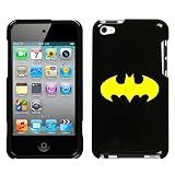 APPLE IPOD TOUCH ITOUCH 4 4TH YELLOW BATMAN SYMBOL ON A BLACK HARD CASE COVER