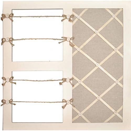 Wall Decor Collection Distressed Wood Bulletin Board & Photo Display (Ivory)