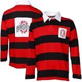 Izod Ohio State Buckeyes Scarlet-Black Slub Long Sleeve Rugby Polo (X-Large)