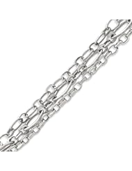 Sterling Silver Triple Strand Link Bracelet - 8 Inch