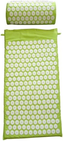 Complete x large Acupressure Mat and Pillow Neck Back Massage Comfort Set Acupuncture Mat Bed of Nails Yoga Mat & Pillow (LIME GREEN)