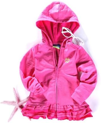 Girls Pink Ruffle Hooded Sweat Jacket for Spring/Fall (5 Sizes: Ages 2-6) (2T (104))