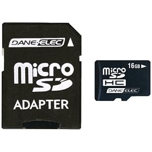 Dane-Elec 16 GB Class 2 microSDHC Flash Memory Card with SD Adapter DA-2IN1-16G-R