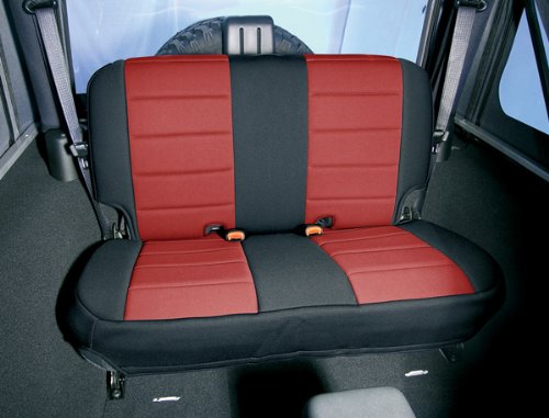 img View detail Rugged Ridge 13262.53 Black/Red Custom Neoprene Rear Seat Cover from amazon.com