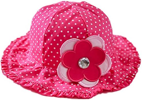 Baby Little Girls UPF 50+ Polka Dot Cotton Bucket Sun Hats with Flower (UV Sun Protective) #52