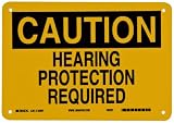 Brady 22407 7 Height, 10 Width, B-401 Plastic Black On Yellow Color Confined Space Sign, Legend Caution Hearing Protection Required