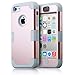 BENTOBEN Compatible with iPhone 5C Case, 5C Case 3 in 1 Hybrid Hard PC and Soft Silicone Shockproof Anti-Scratch Dustproof Heavy Duty Rugged Bumper Full Body Protective Case, Rose Gold & Light Gray