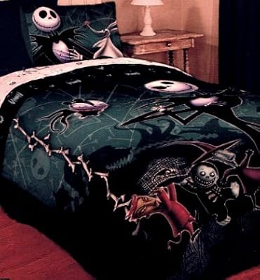 Nightmare Before Christmas Full / Queen Comforter & 2 Pillowcases with Jack Skellington Lock Shock and Barrel