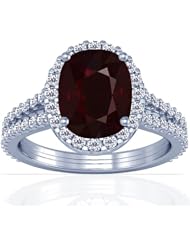 Platinum Cushion Cut Ruby Ring With Sidestones
