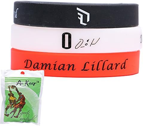 Ao Keer 3D Damian Lillard Silicone Wristband Bracelet with Signature ,3PCS Assorted Color