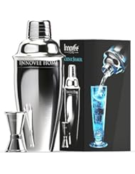 Kitchen: Innovee Cocktail Shaker - Premium Bar Set w/ Free Jigger & Recipes(e-book) 24oz w/ Built-in Strainer - Innovee Group