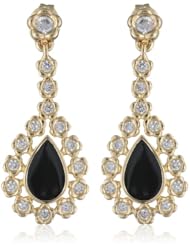 18K Yellow Gold Plated Sterling Silver Simulated Diamond Pear Shape Drop Earrings