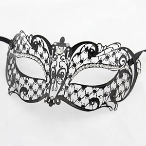 Burlesque Boutique Black Metal Laser Cut Masquerade Mask (BBA003-BK)