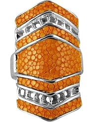 Orange Finger Ring - Genuine Stingray Skin Leather