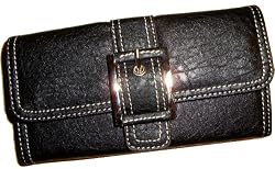 Nine West Checkbook Wallet Black El Paso Slgs-Mmn