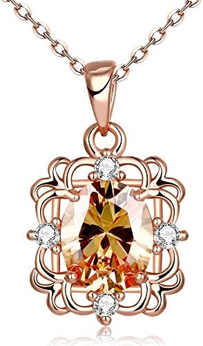 [Dabus] Hot Sale ! Stunning Cubic-zircon Stone Flower Women Wedding &amp; Engagement Pendant Necklace Chain 18k Gold &amp; Rose Gold Plated Fashion Jewelry Best Gift For Girlfriend